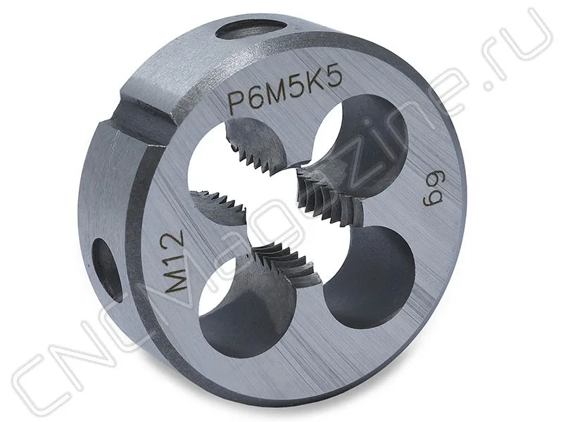 Плашка круглая для метрической резьбы М12х1.75 д38 ISO2568 Р6М5К5 (HSS-E) CNCM, арт. 23428