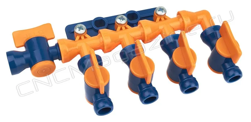 Разветвитель из 1 в 4 с запорными кранами 1/4" (82410) JFLO, арт. 10448