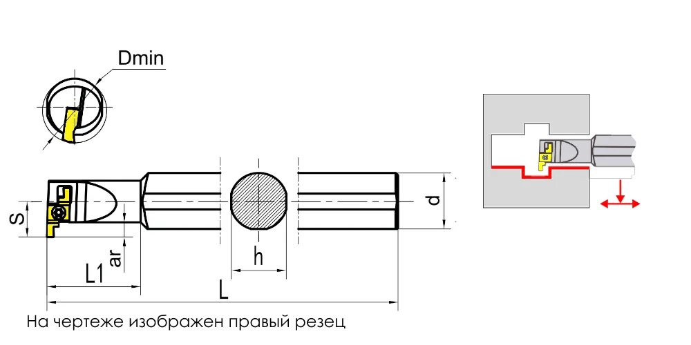 Резец для внутренних канавок 00076214 SANT SIGER1412C-EH