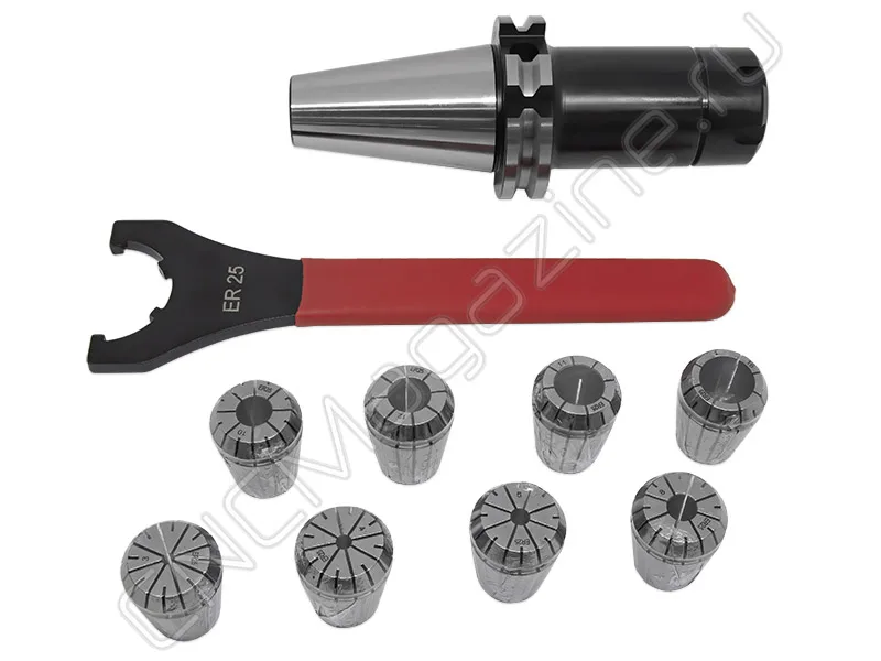 SK40-ER25-100 8PCS Патрон с набором цанг 8 шт (d3/4/5/8/10/12/14/16 мм) CNCM, арт. 26587