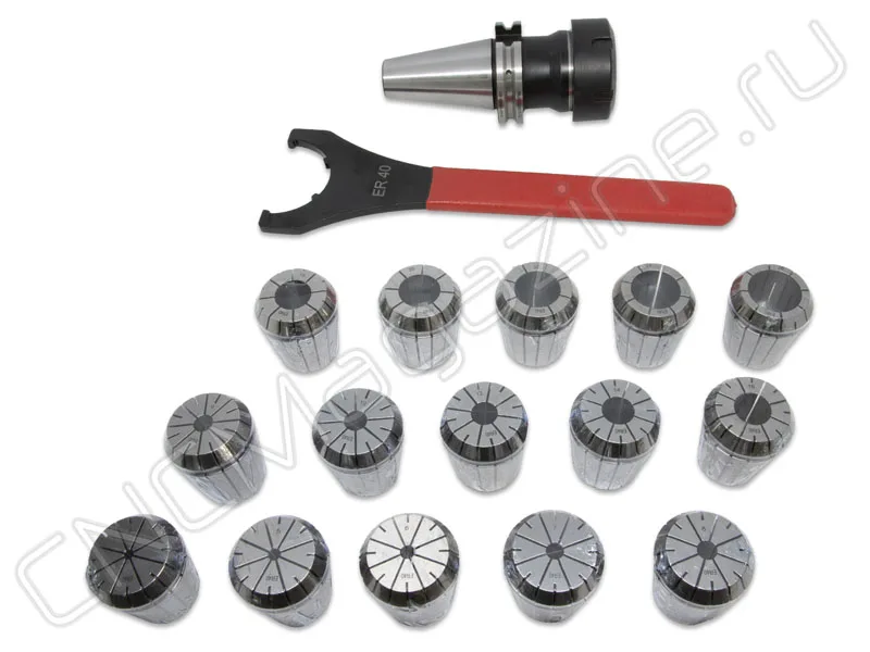 SK40-ER40-70 15PCS Патрон с набором цанг 15 шт (d4/5/6/7/8/9/10/12/14/16/18/20/22/24/26 мм) CNCM, арт. 26592