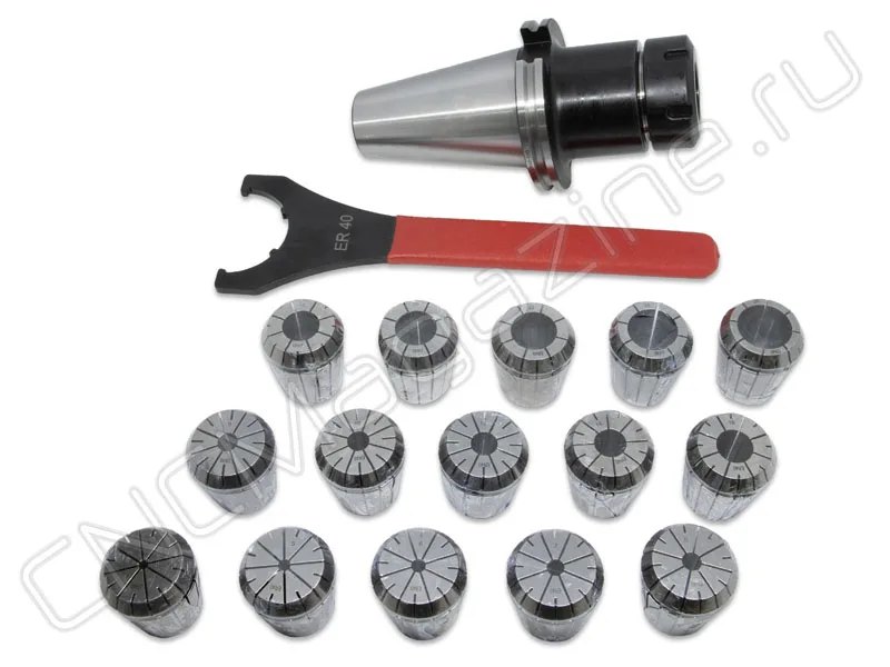 SK50-ER40-100 15PCS Патрон с набором цанг 15 шт (d4/5/6/7/8/9/10/12/14/16/18/20/22/24/26 мм) CNCM, арт. 26595