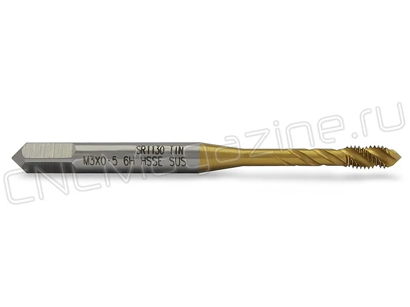 Метчик М3х0,5 HSS-E 6H со спиральной канавкой, (38), SUS TiN ST02003 WILSON, арт. 07391
