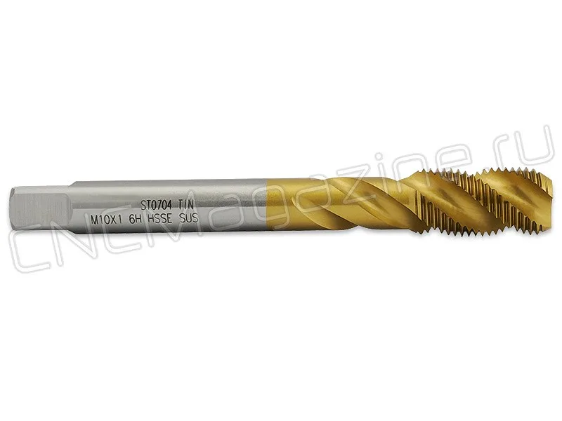 Метчик М10х1.0 HSS-E 6H со спиральной канавкой, (38), SUS TiN ST020101 WILSON, арт. 14398
