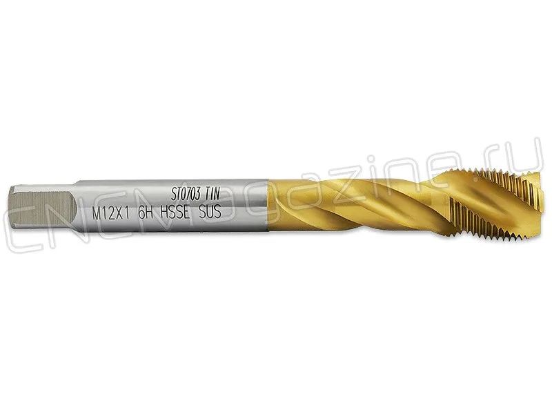 Метчик М12х1.0 HSS-E 6H со спиральной канавкой, (38), SUS TiN ST020121 WILSON, арт. 14400