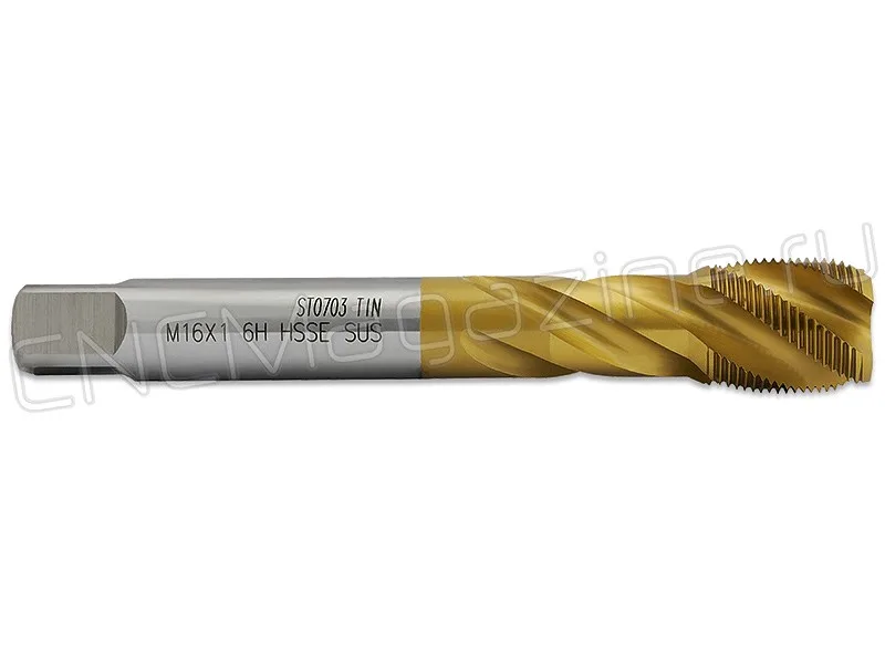 Метчик М16х1.0 HSS-E 6H со спиральной канавкой, (38), SUS TiN ST020161 WILSON, арт. 14403