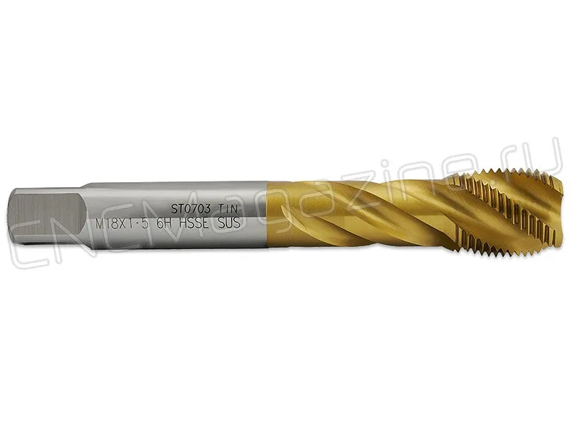Метчик М18х1.5 HSS-E 6H со спиральной канавкой, (38), SUS TiN ST0201815 WILSON, арт. 14404
