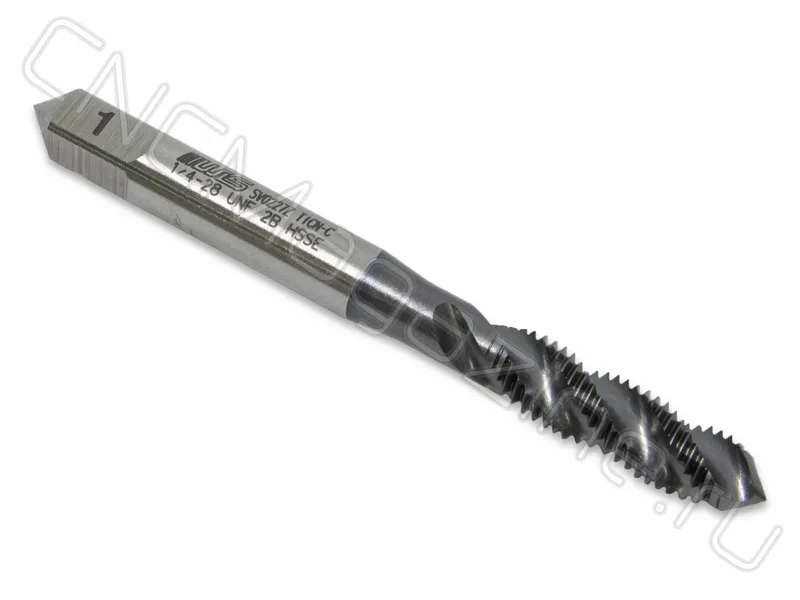 Метчик 1/4"-28 UNF HSS-E 6H со спиральной канавкой 38°, TiAlN (TA02UNF014) WILSON, арт. 05136