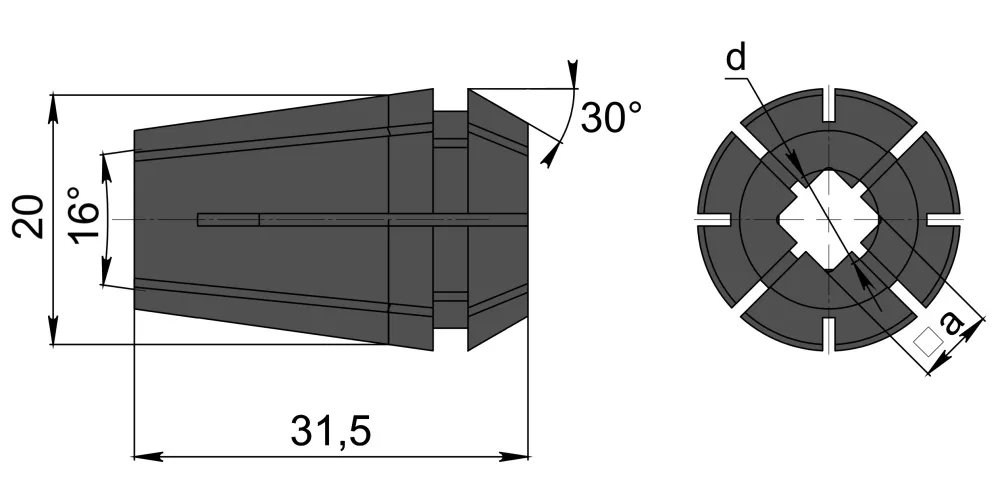 Цанга для метчика ER20G-M4-4-3,15 ZEGYO, арт. 00061116: фото 2