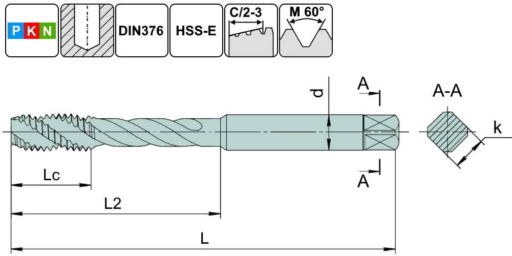 TSF1.M16х2,0.6H.DIN376.M35 Метчик М16х2,0 для глухих отверстий, DIN376, без покрытия SCHWARZMAIER, арт. 00110114: фото 3