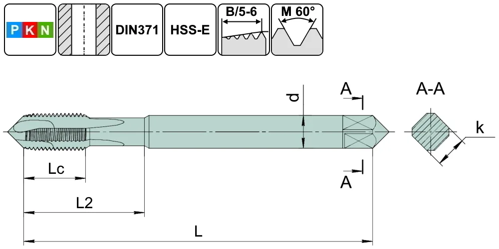 TSP1.M6х1,0.6H.DIN371.M35 Метчик М6х1,0 для сквозных отверстий, DIN371, без покрытия SCHWARZMAIER, арт. 00110170
