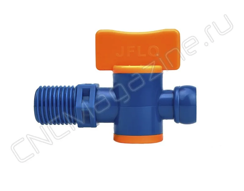 Вентиль запорный резьбовой для подачи СОЖ 1/4" - G1/4 (2207) синий JFLO, арт. 10446