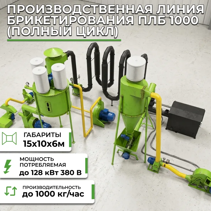 Производственная линия брикетирования ПЛБ 1000 (полный цикл) СтанкоЛес