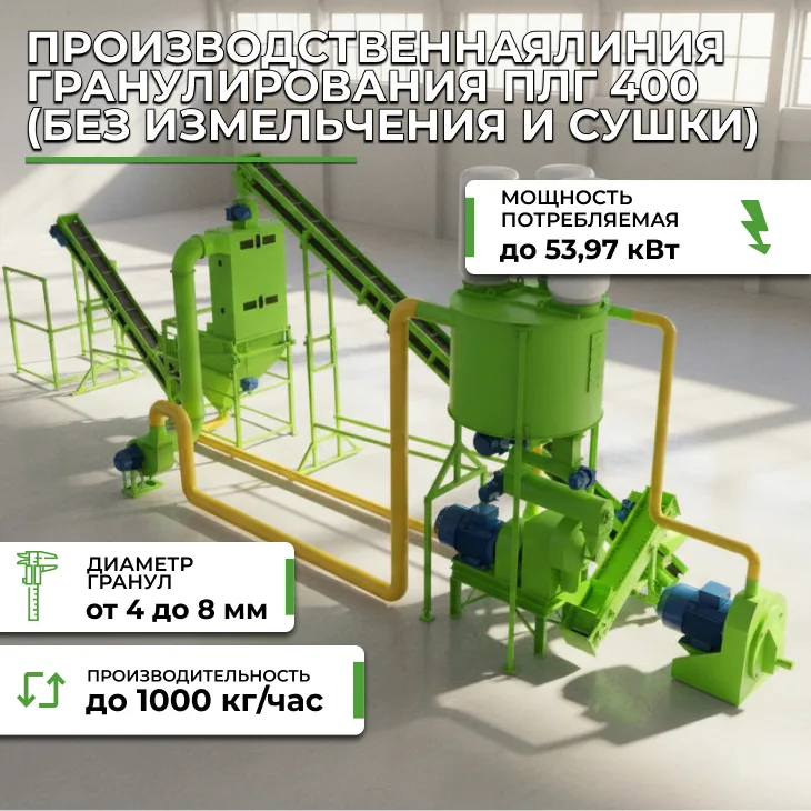 Производственная линия гранулирования ПЛГ 400 (без измельчения и сушки) СтанкоЛес