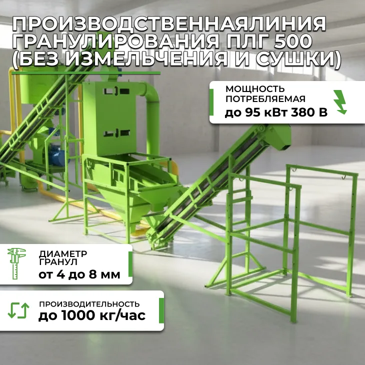 Производственная линия гранулирования ПЛГ 500 (без измельчения и сушки) СтанкоЛес