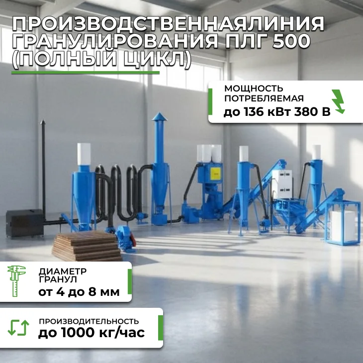 Производственная линия гранулирования ПЛГ 500 (полный цикл) СтанкоЛес