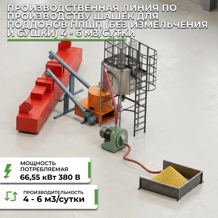 Производственная линия по производству шашек для поддонов ПЛШП (без измельчения и сушки), 0,5 - 0,75 м3/час СтанкоЛес